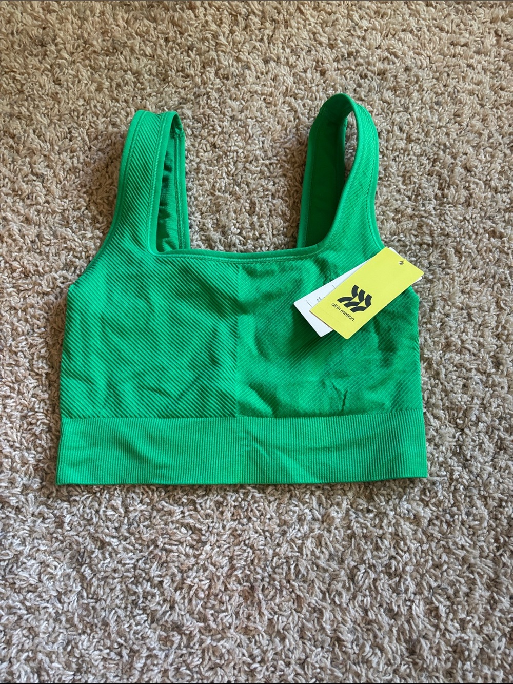 all in motion Bright Green Ribbed Tank Crop Top